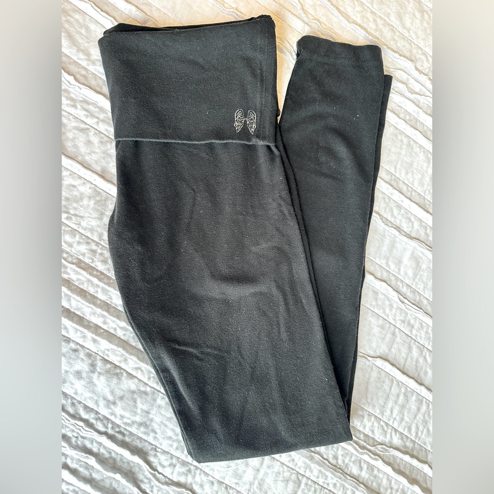 Angel wings Victoria Secret black fold over leggings